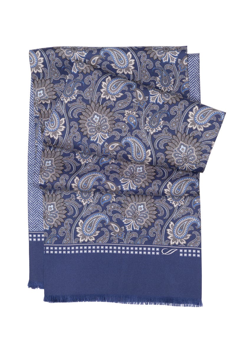 Elizabetta Pasquino - Silk Scarf for Men, Main, color, Navy