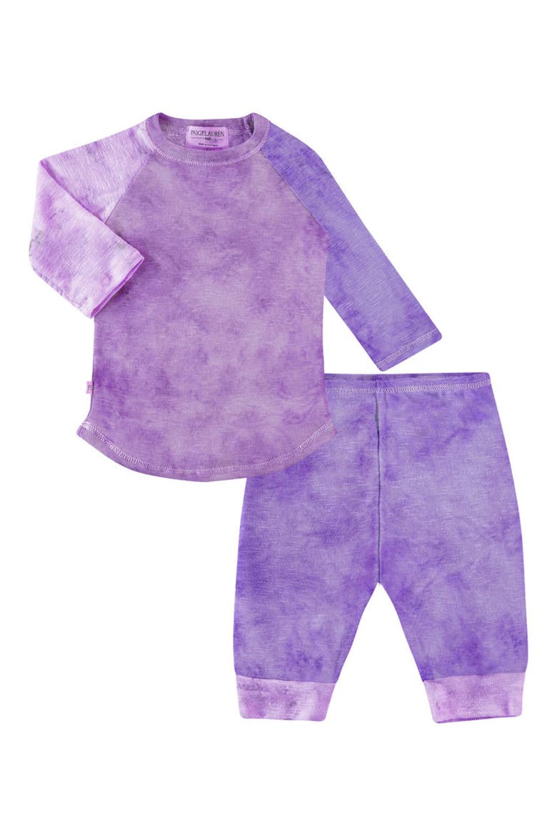 Kids' Marble Long Sleeve Top & Pants Slub Lounge Set, Main, color, PURPLE