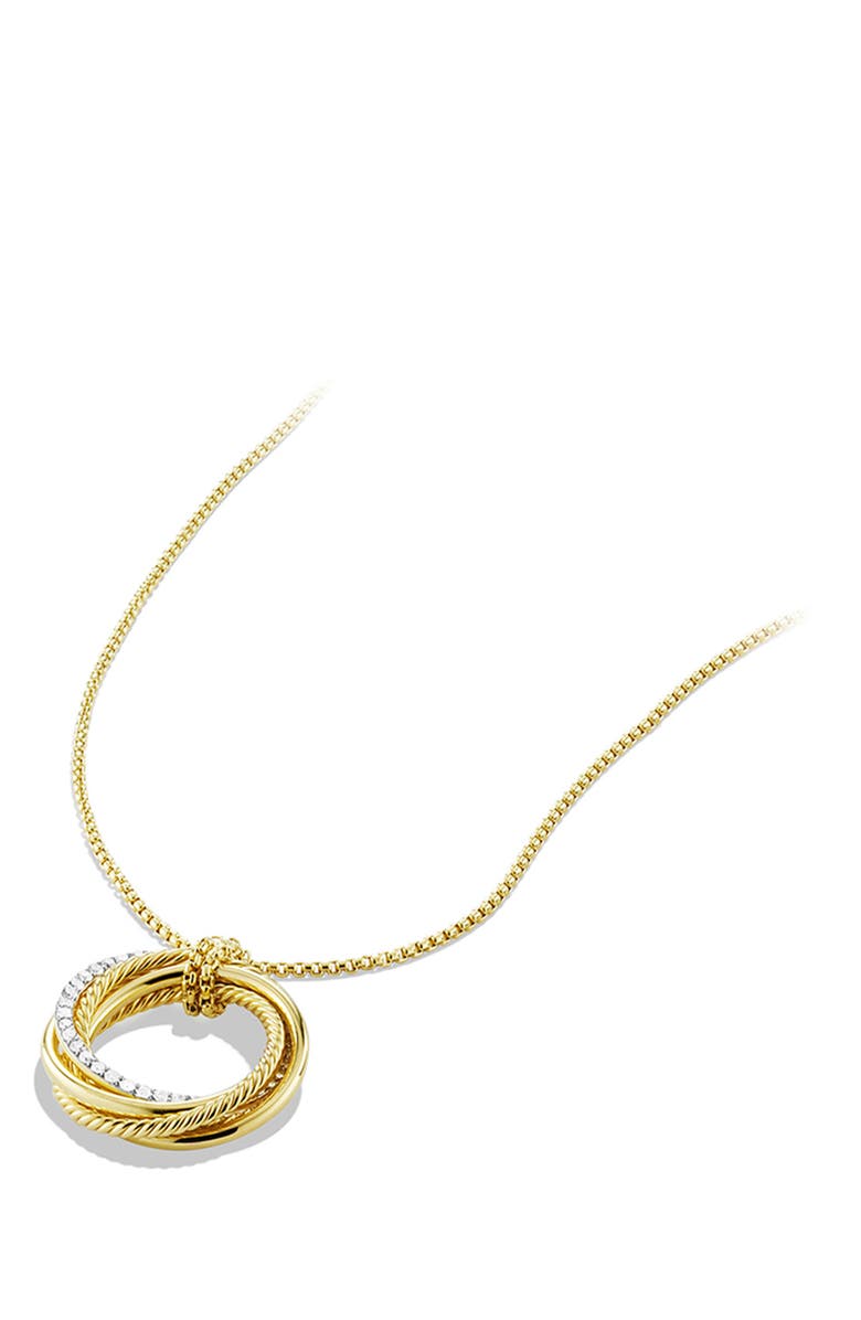 David Yurman 'Crossover' Pendant Necklace with Diamonds in Gold, Alternate, color, 