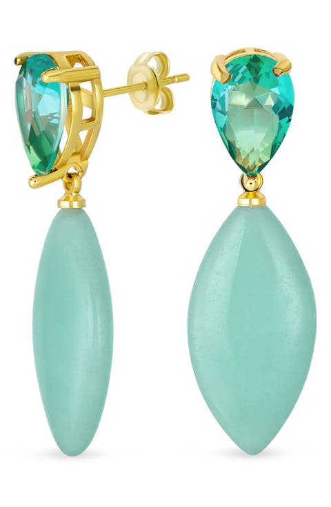 Geometric Amazonite Teardrop Earrings