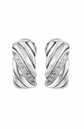 Diamond Twist Omega Earrings