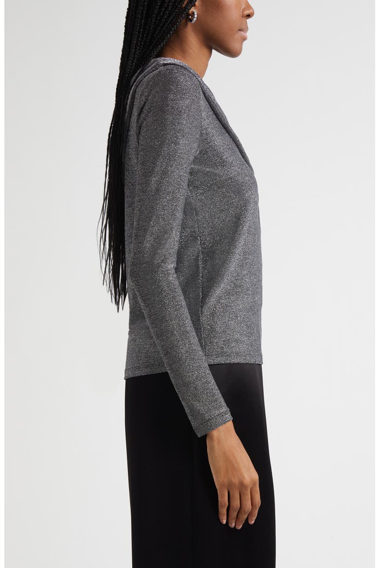 Carrie Metallic One-Shoulder Top, Alternate, color, SILVER KNIT