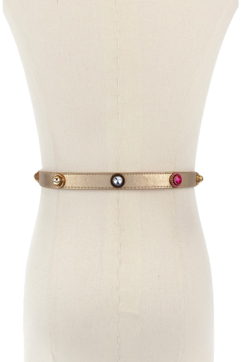 Octavia Embellished Metallic Leather Belt, Alternate, color, GOLD