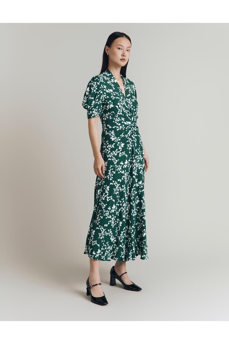 Capri Crepe Floral Midi Dress, Alternate, color, Green Trailing Florals