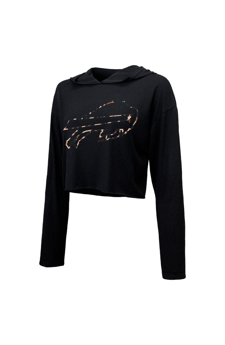 Majestic Threads Women's Majestic Threads Josh Allen Black Buffalo Bills Leopard Player Name & Number Long Sleeve Cropped Hoodie, Alternate, color, 
