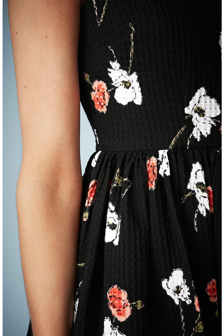 Kate Moss for Topshop Pansy Waffle Dress, Alternate, color, BLACK
