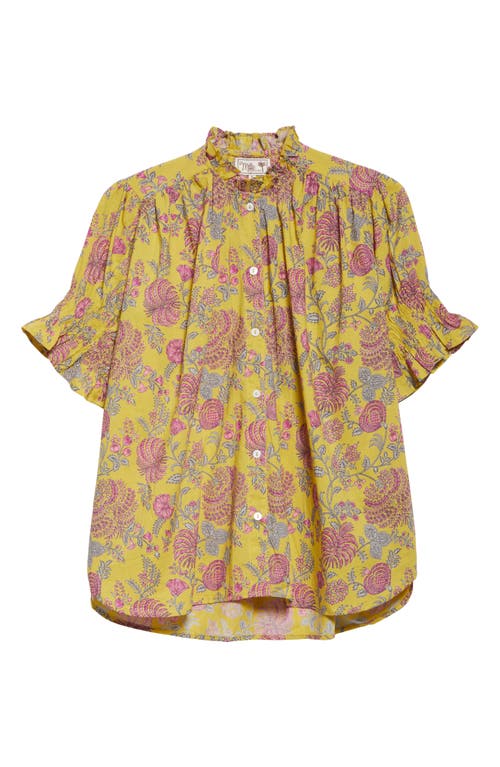 Mille Marnie Floral Ruffle Top In Citron Floral