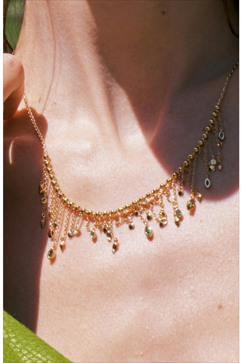 Verdant Whisper Tassels Necklace, Alternate, color, Gold & Green