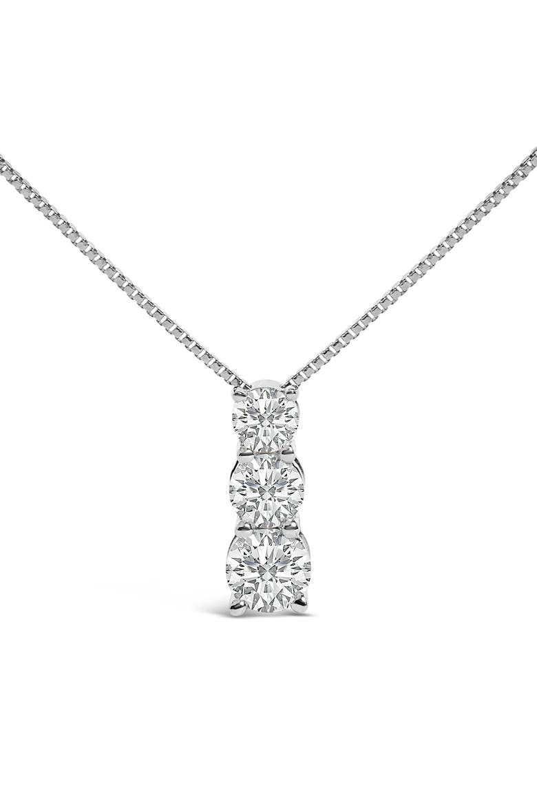 14K Gold 1/2 Cttw Lab Grown Diamond Three Stone Pendant Necklace, Alternate, color, White