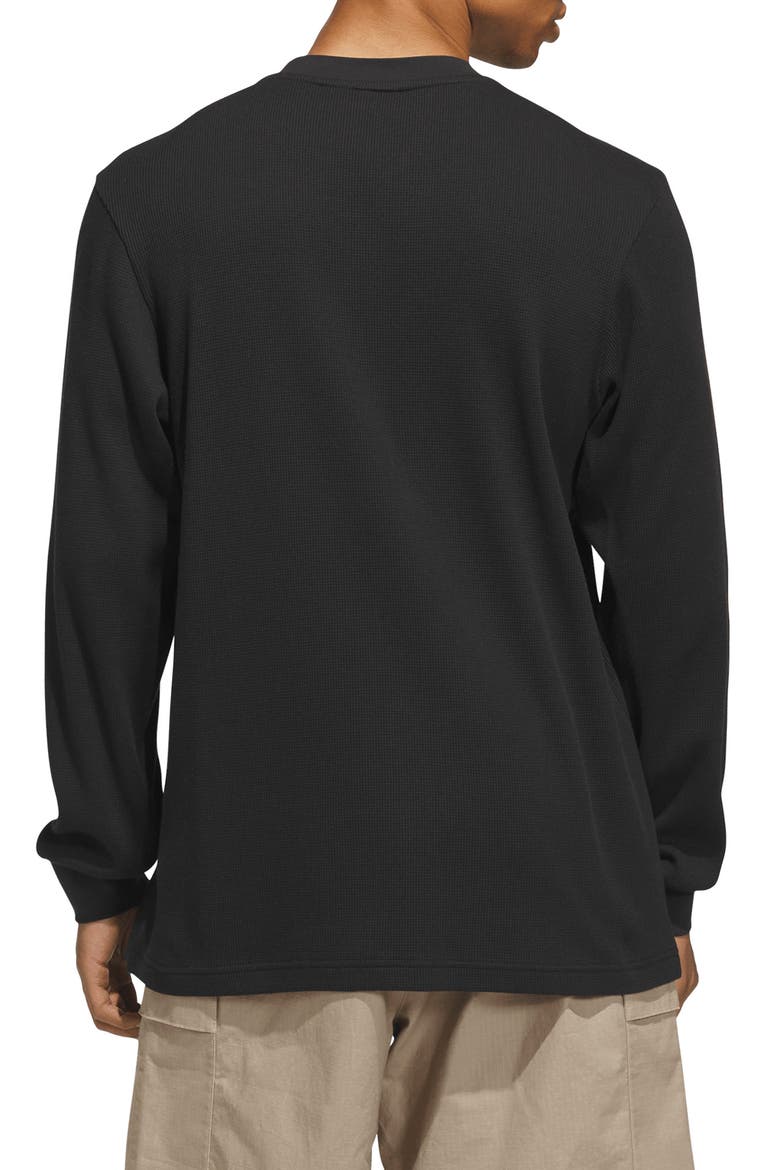 Long Sleeve Waffle Knit Henley, Alternate, color, BLACK