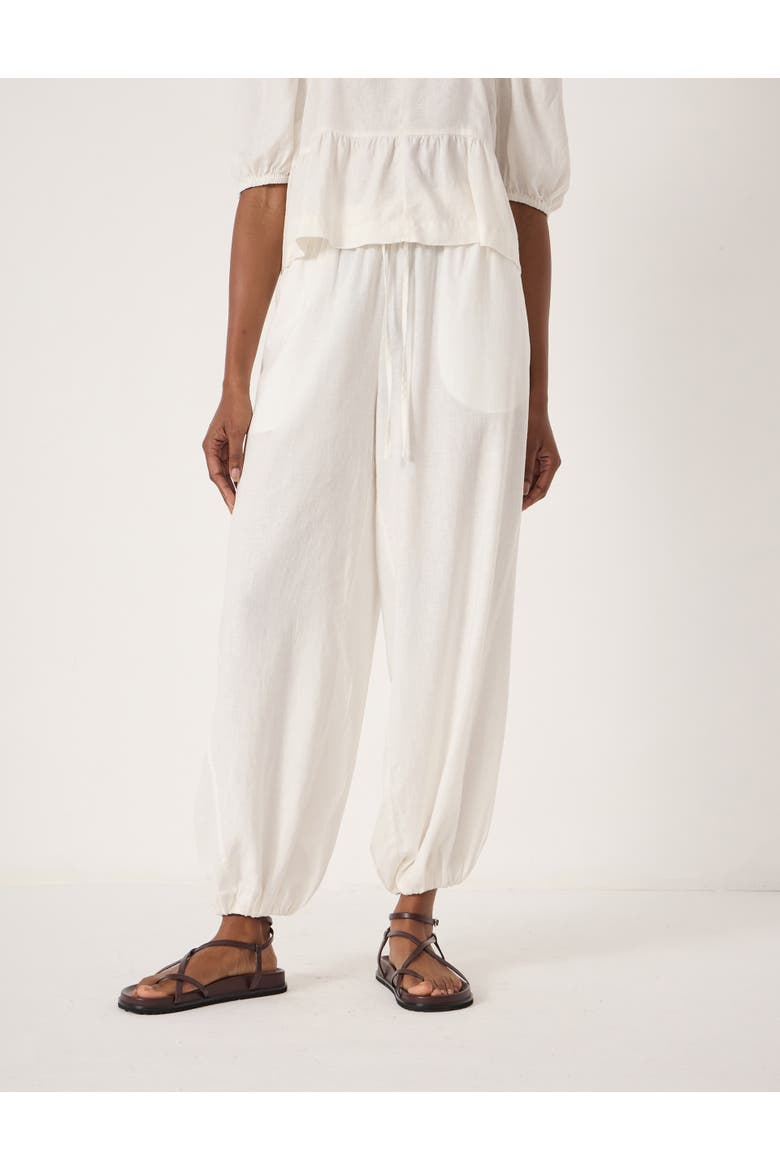 Tove Linen Balloon Beach Pants, Main, color, Pearl White