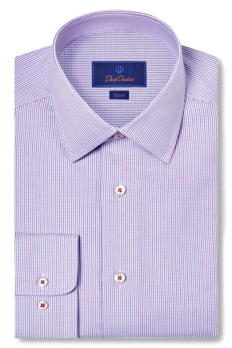 Slim Fit Textured Micro Dobby Dress Shirt, Main, color, BLUE/ BERRY