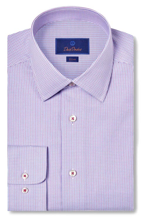 Slim Fit Textured Micro Dobby Dress Shirt