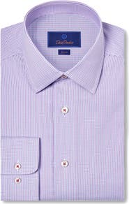 David Donahue Slim Fit Textured Micro Dobby Dress Shirt