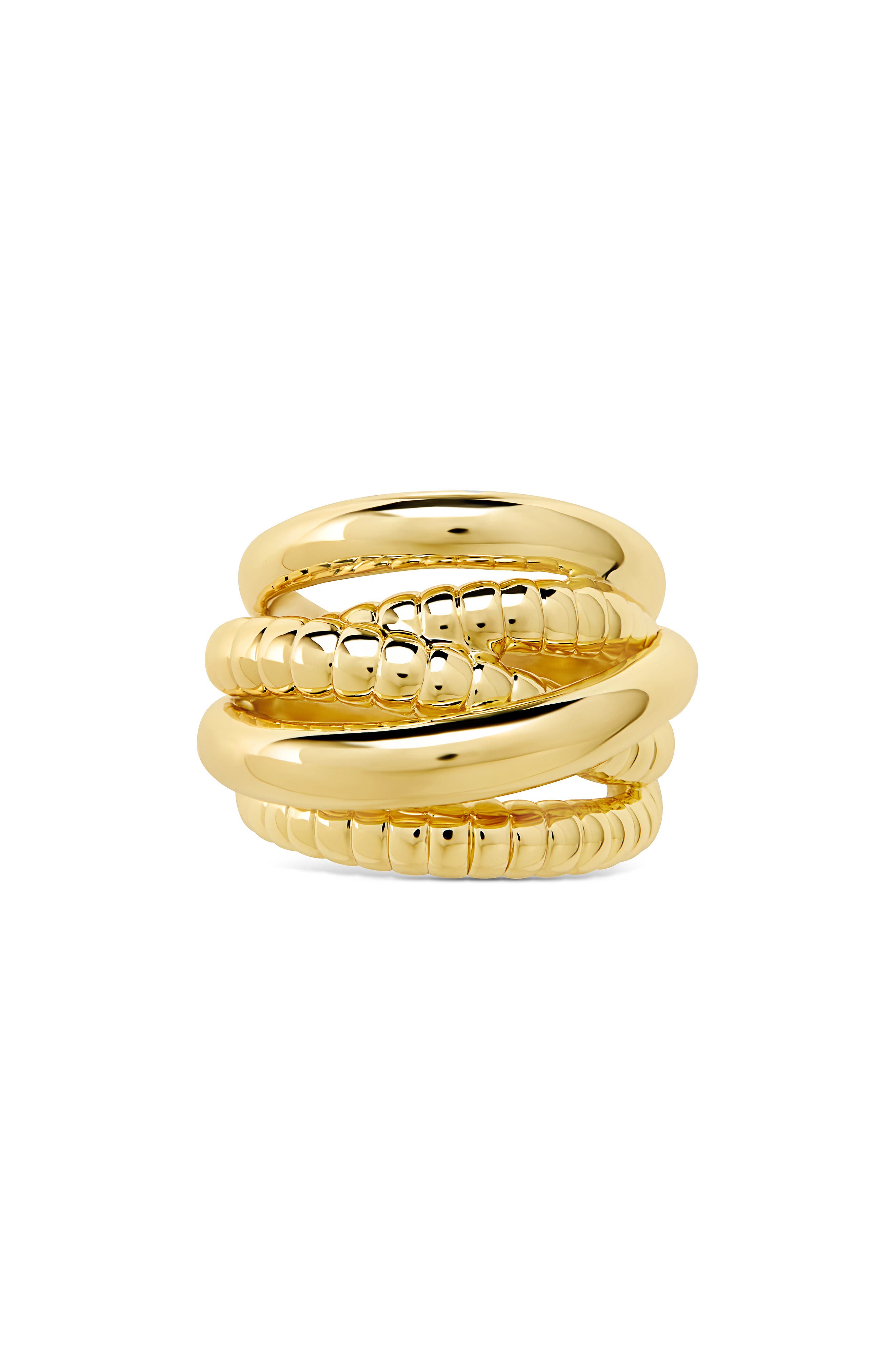 Sterling Forever Hester Polished & Ribbed Stack Ring