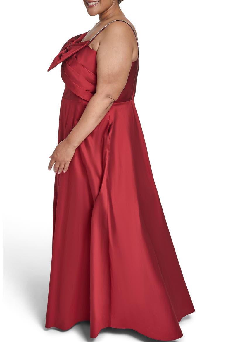 Bow Bodice Gown with Rhinestone Straps, Alternate, color, RED