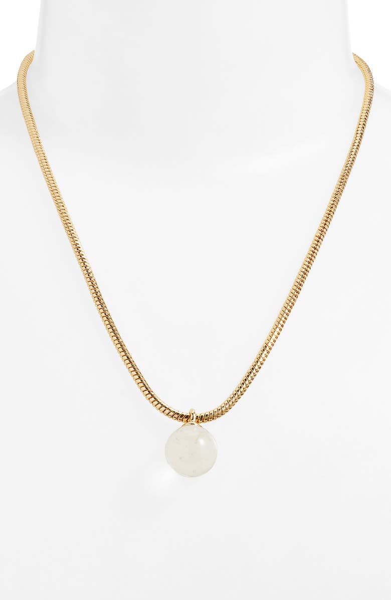 Nordstrom Orb Pendant Snake Chain Necklace, Alternate, color, Clear- Gold