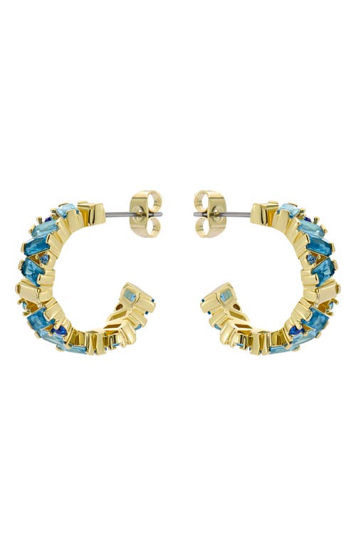 Ted Baker Clarence Crystal Cluster Hoop Earrings In Gold Tone Blue Multi Crystal