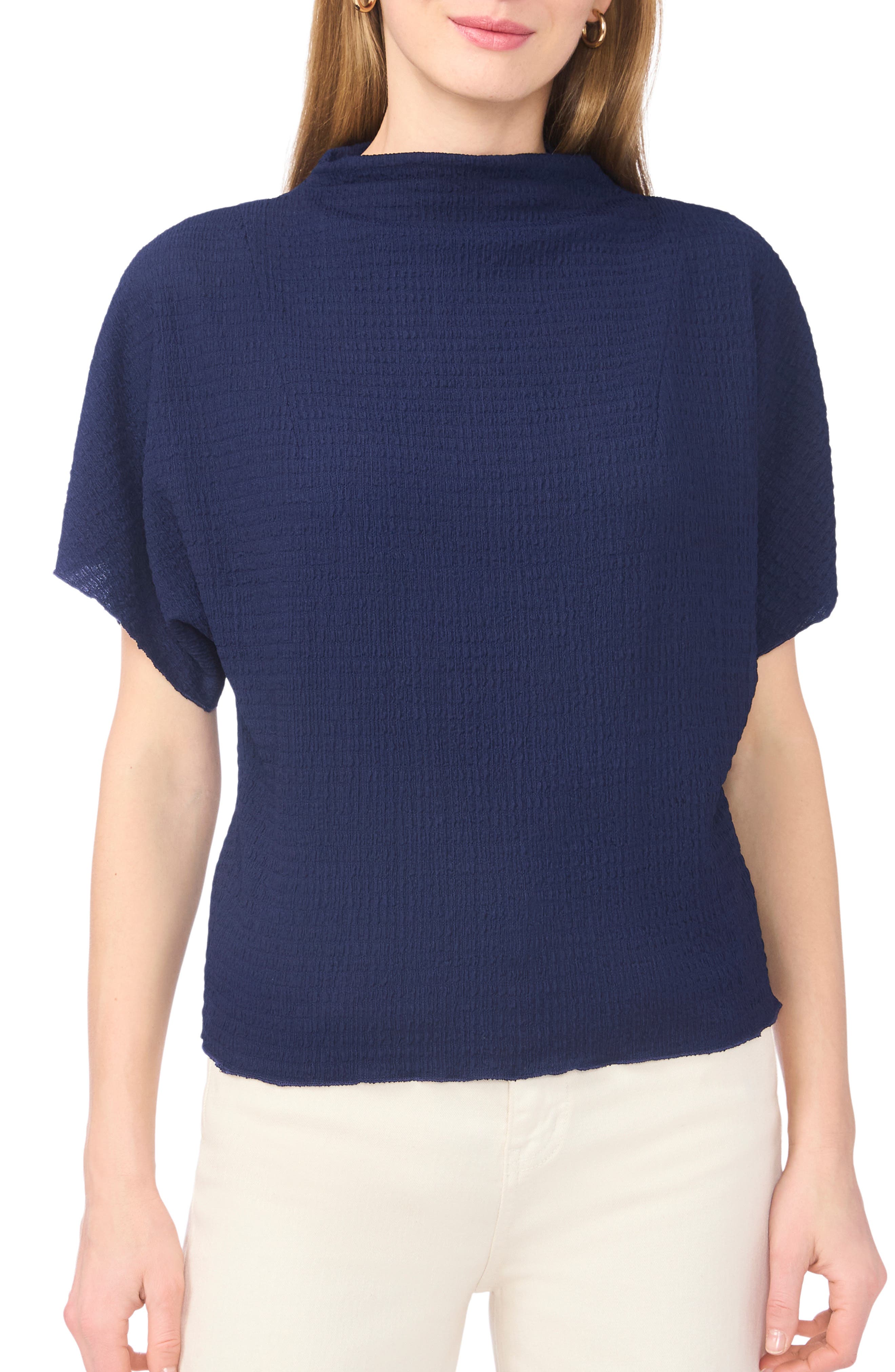 Vince Camuto Textured Mock Neck Top
