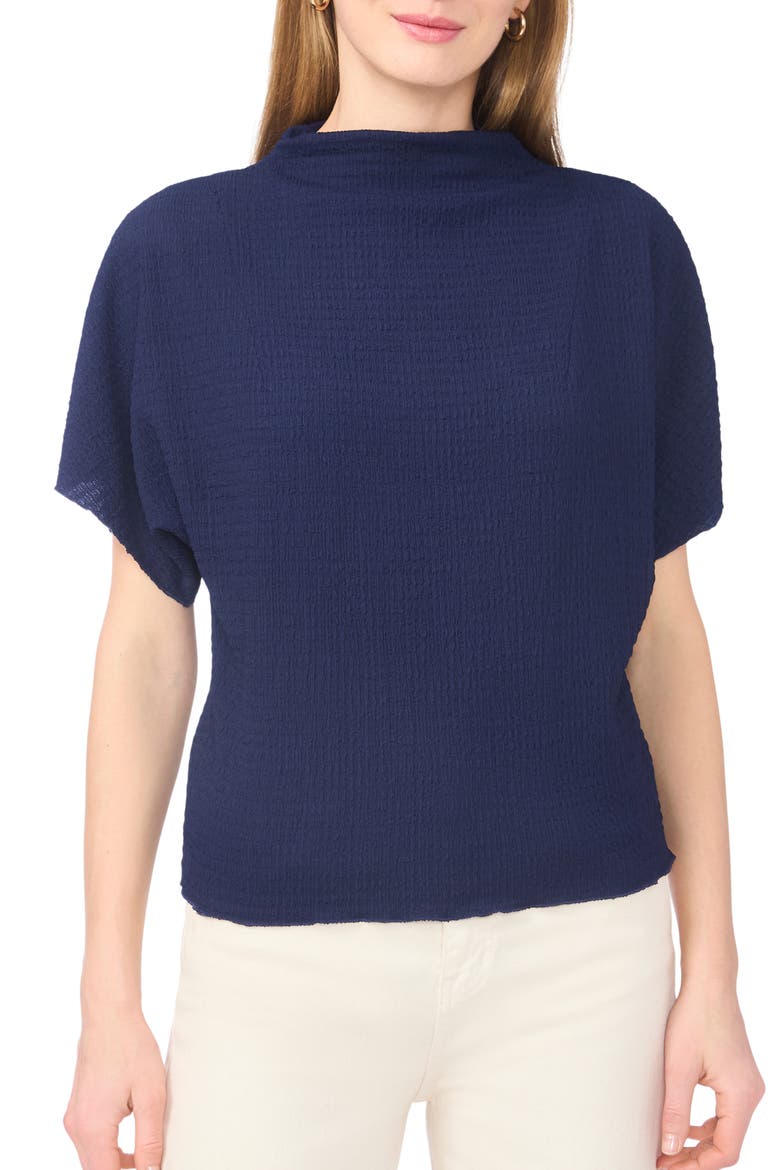 Textured Mock Neck Top, Main, color, CLASSIC NAVY