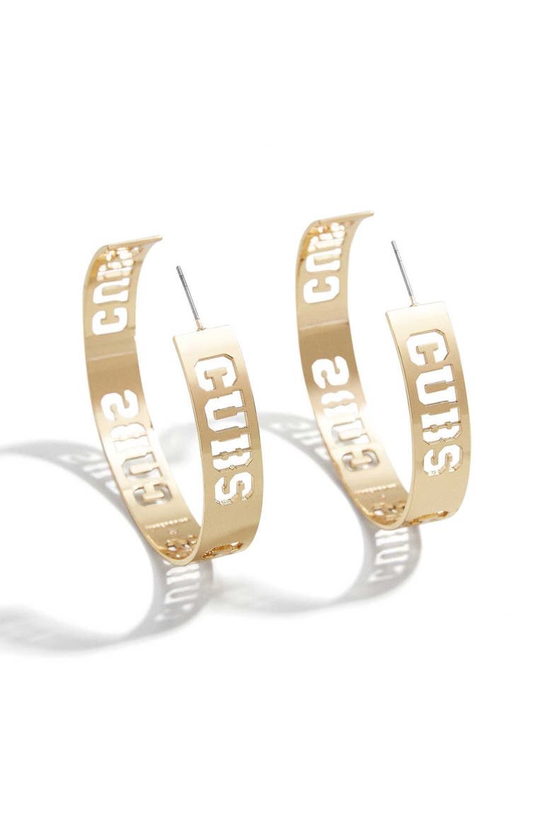 x Baublebar Chicago Cubs Large Cutout Hoop Earrings, Main, color, Gold