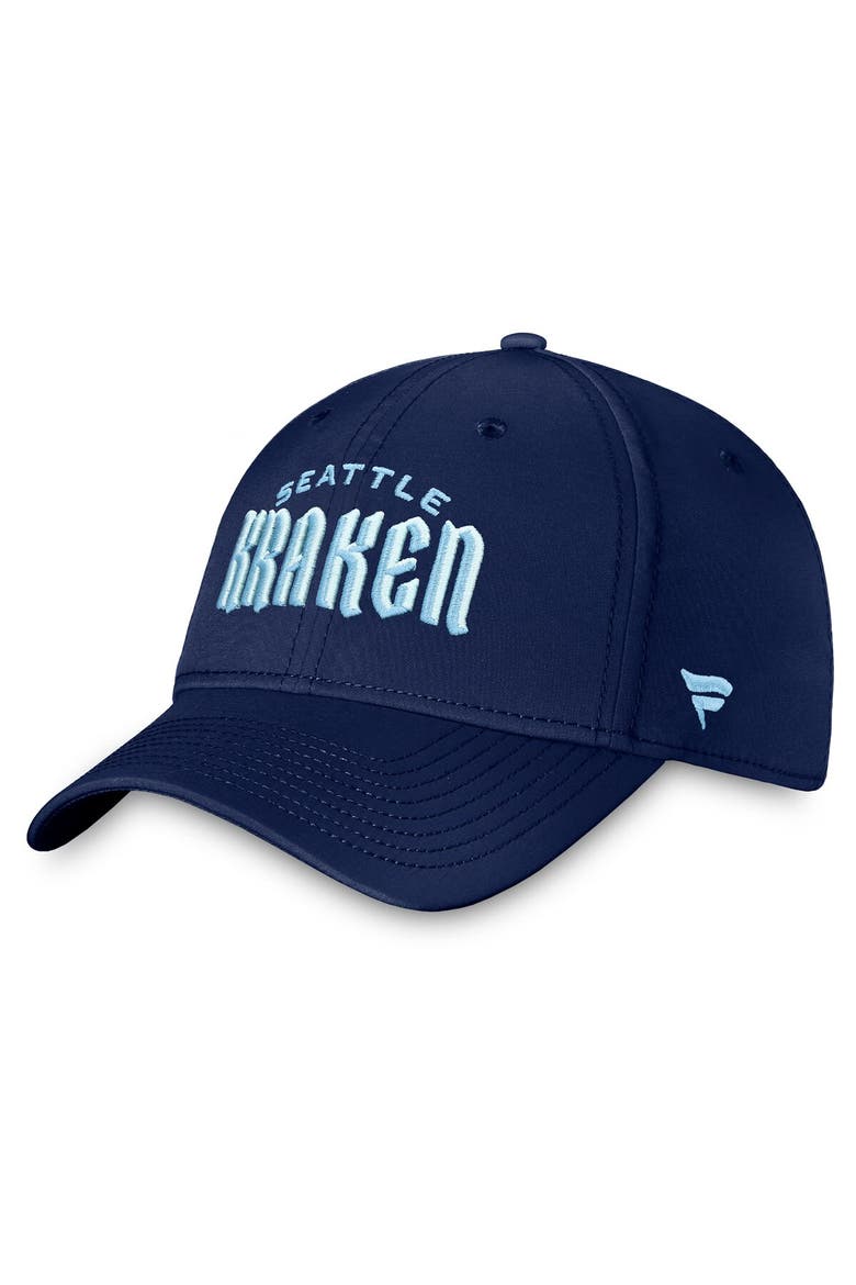 Men's Fanatics Branded Deep Sea Blue Seattle Kraken Wordmark Flex Hat, Main, color, Navy