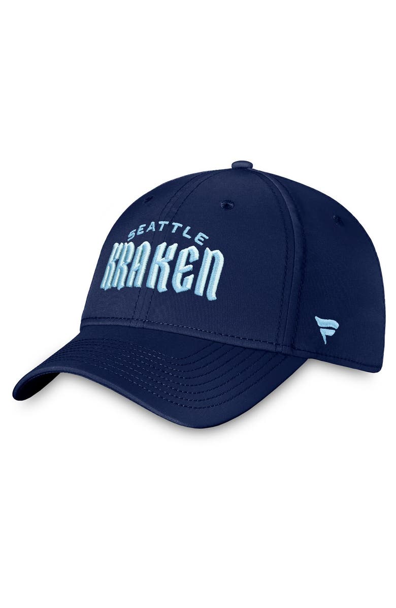 FANATICS Men's Fanatics Branded Deep Sea Blue Seattle Kraken Wordmark Flex Hat, Main, color, Navy