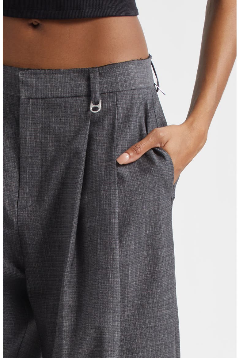 Pleated Balloon Leg Pants with Detachable Chain Detail, Alternate, color, DARK GREY MELANGE