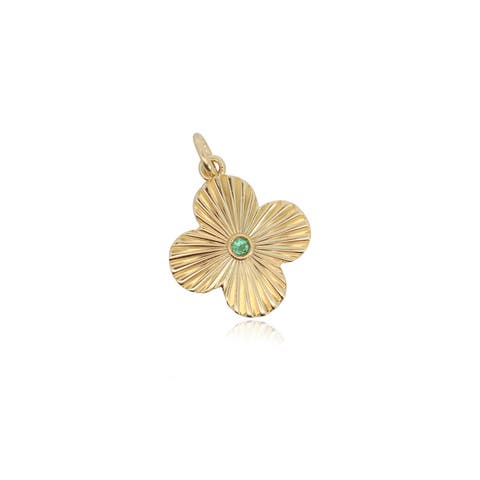 Fluted Emerald Clover Charm