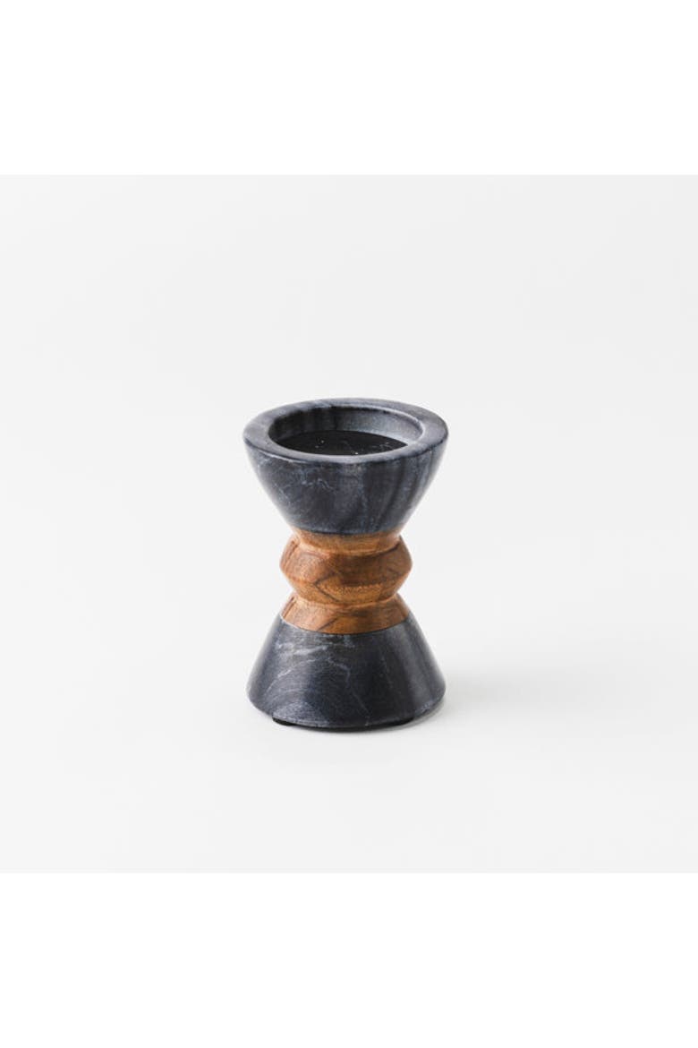 Monarch Marble & Acacia Candleholders, Main, color, Black