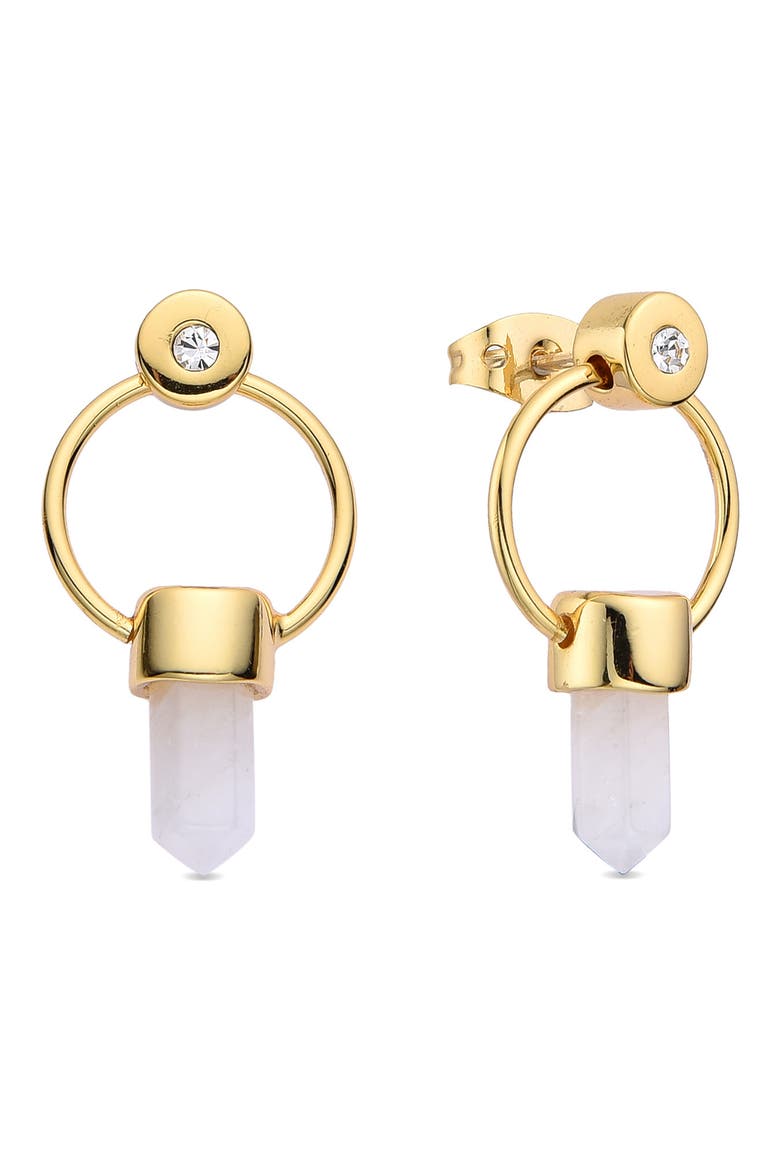 Clear Quartz Frontal Hoop Earrings, Main, color, GOLD