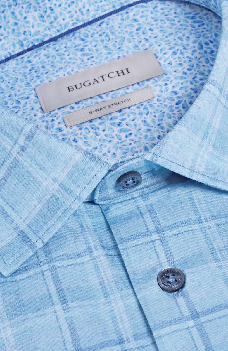 Bugatchi Jimmy OoohCotton<sup>®</sup> Plaid Button-Up Shirt, Alternate, color, Teal