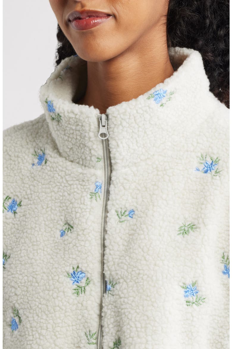 Periwinkle Petals Fleece Half Zip Pullover, Alternate, color, SOFT GRAY