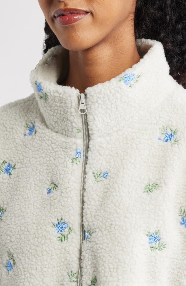 HAPPY CAMP3R Periwinkle Petals Fleece Half Zip Pullover, Alternate, color, Soft Gray