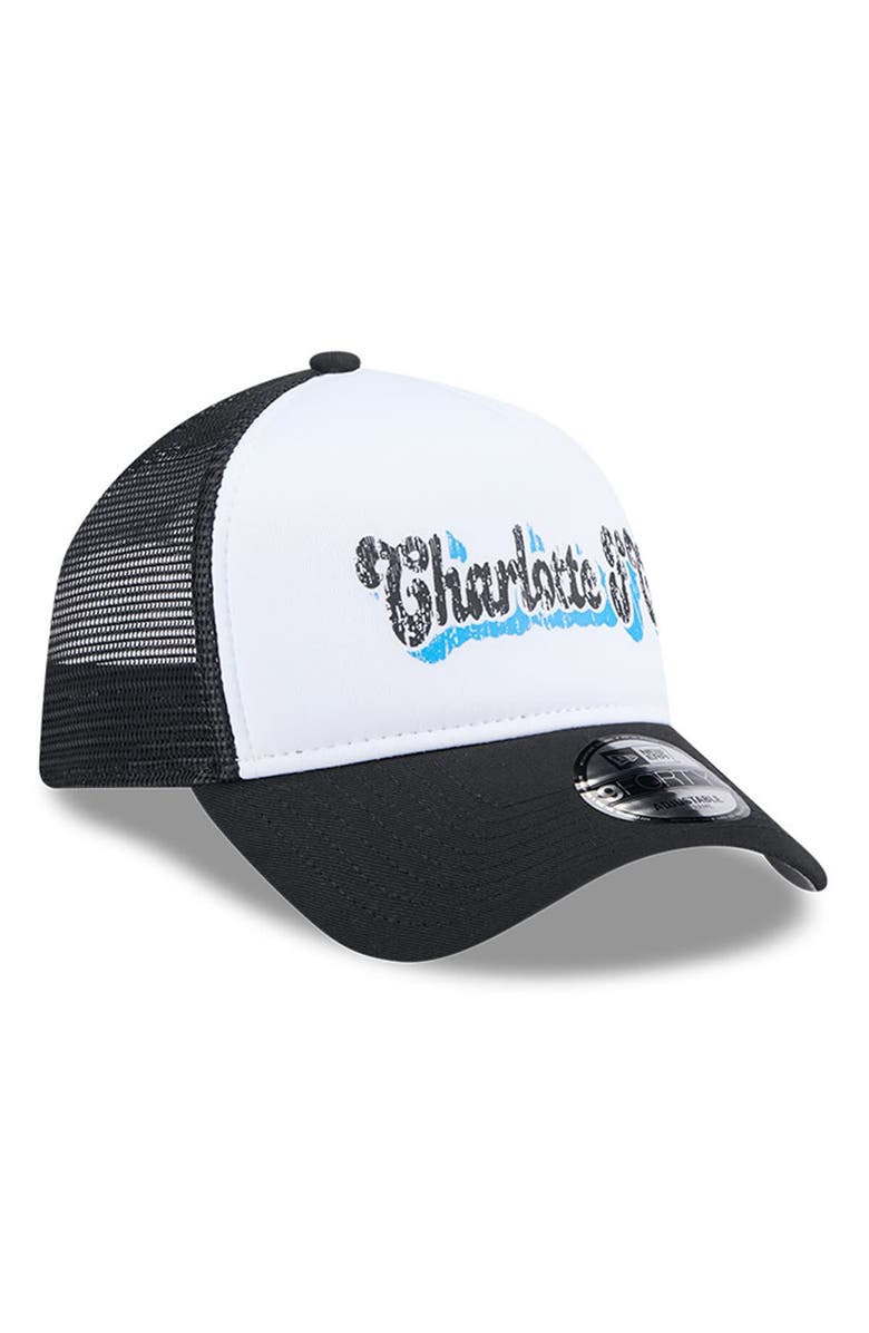 New Era Women's New Era White/Black Charlotte FC Throwback A-Frame Trucker 9FORTY Snapback Hat, Alternate, color, Black