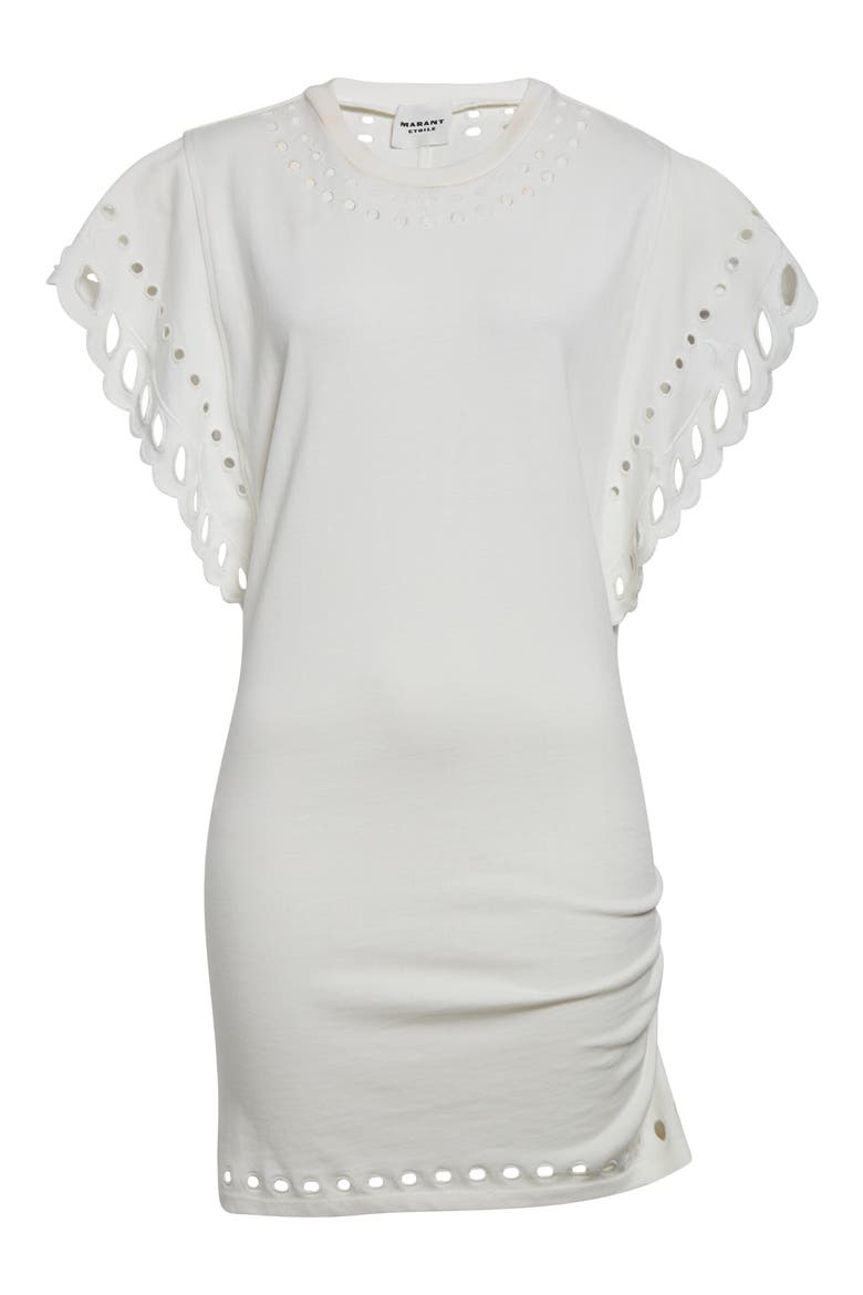 Orlane Eyelet Trim Cotton Dress, Alternate, color, ECRU