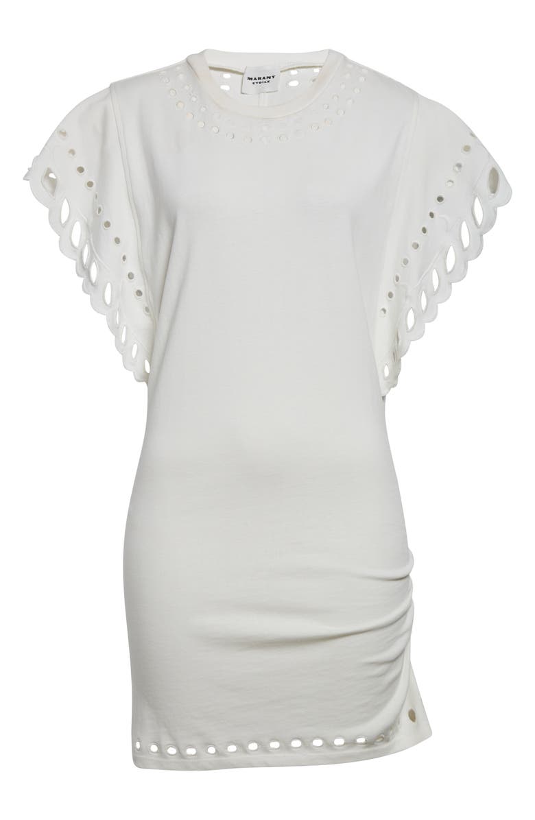 Isabel Marant Étoile Orlane Eyelet Trim Cotton Dress, Alternate, color, Ecru