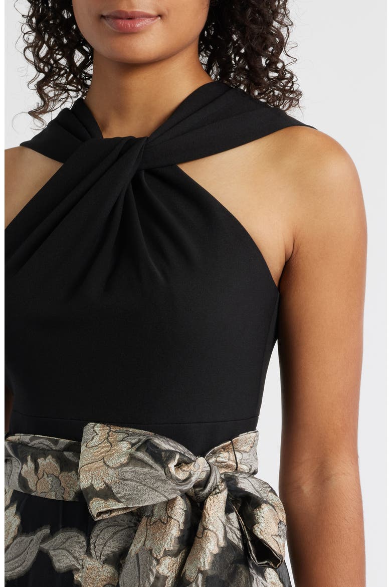Twist Neck Sleeveless Gown, Alternate, color, BLACK CHAMPA