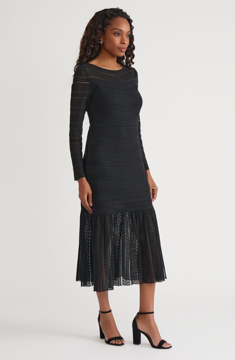 Misook Fit & Flare Lined Sheer Lace Soft Knit Maxi Dress, Alternate, color, 