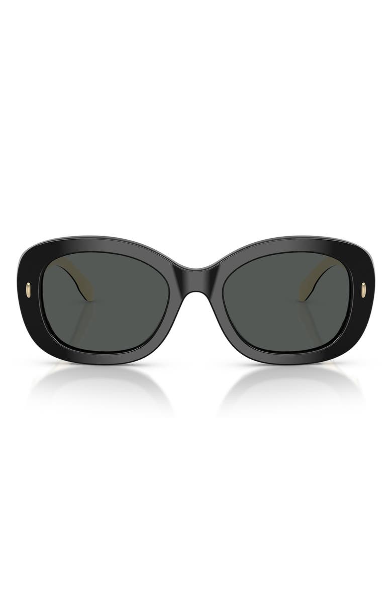 Tory Burch 52mm Oval Sunglasses, Main, color, Black / Dark Grey