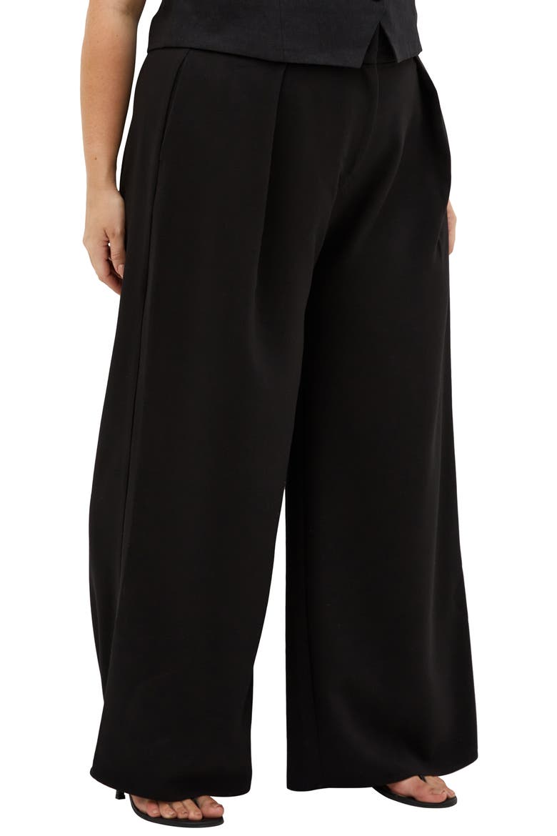 Dee Front Pleat Wide Leg Pants, Alternate, color, BLACK