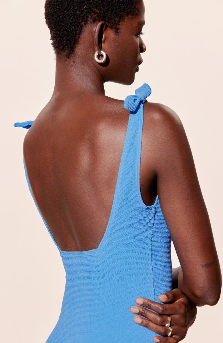 & Other Stories Seersucker One-Piece Swimsuit, Alternate, color, Blue Medium