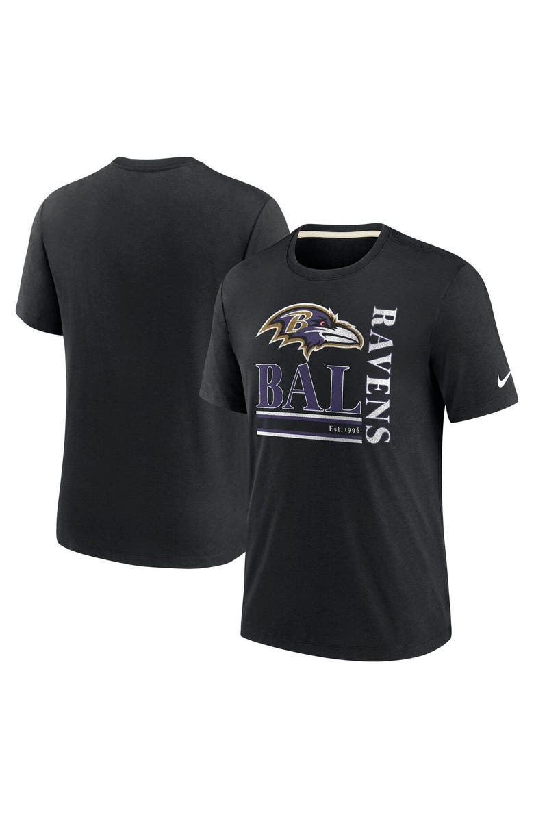 Nike Men's Nike Black Baltimore Ravens Wordmark Logo Tri-Blend T-Shirt, Main, color, 