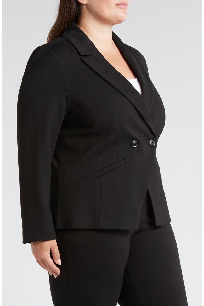 Bianca Stretch Ponte Double Breasted Blazer, Alternate, color, BLACK