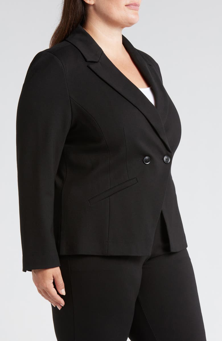 Universal Standard Bianca Stretch Ponte Double Breasted Blazer, Alternate, color, Black