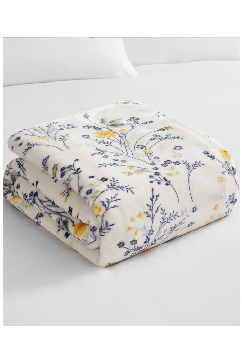 Wildflower Faux Shearling Throw Blanket, Alternate, color, YELLOW FLORAL