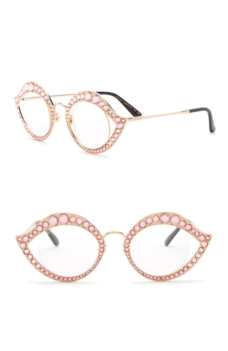 Gucci 41mm Crystal Accented Cat Eye Optical Frames, Main, color,