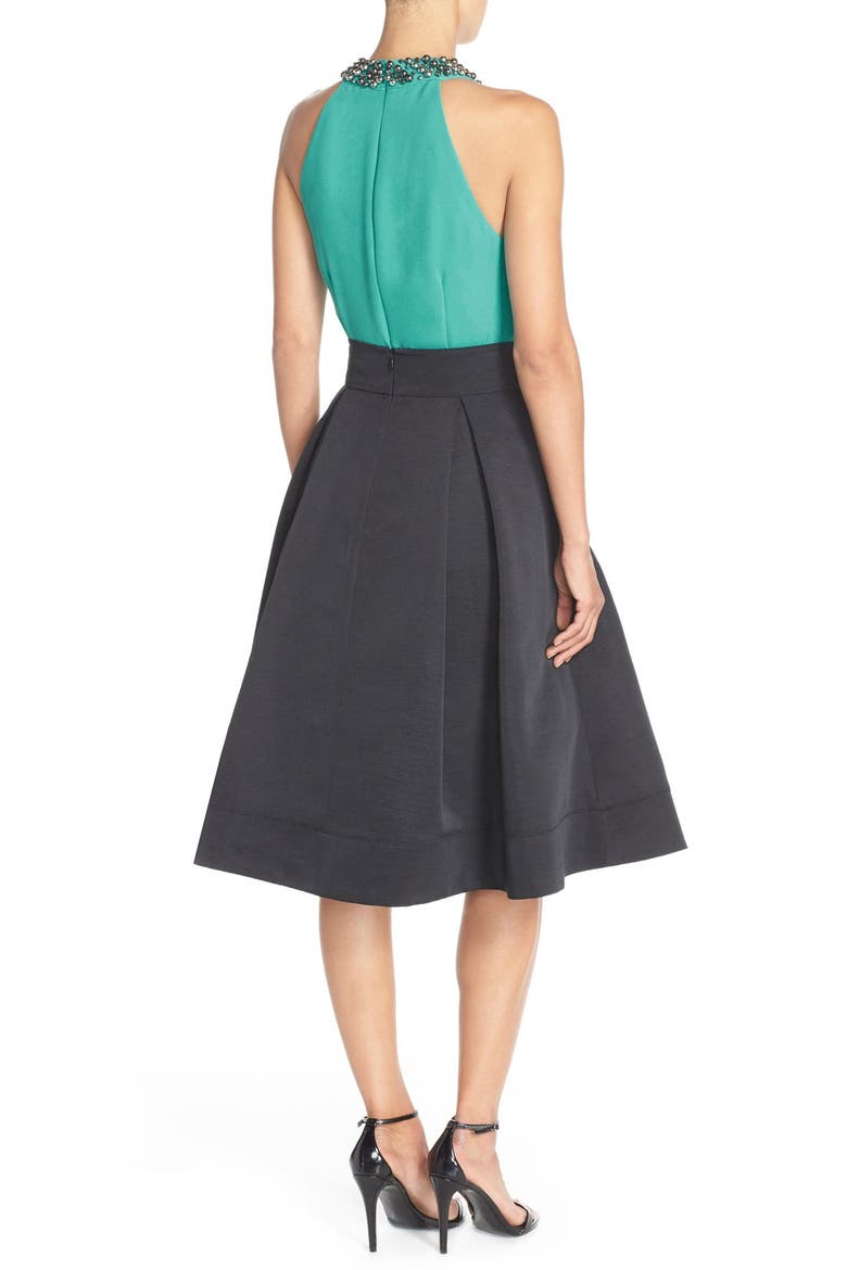 Faille Midi Skirt, Alternate, color, BLACK