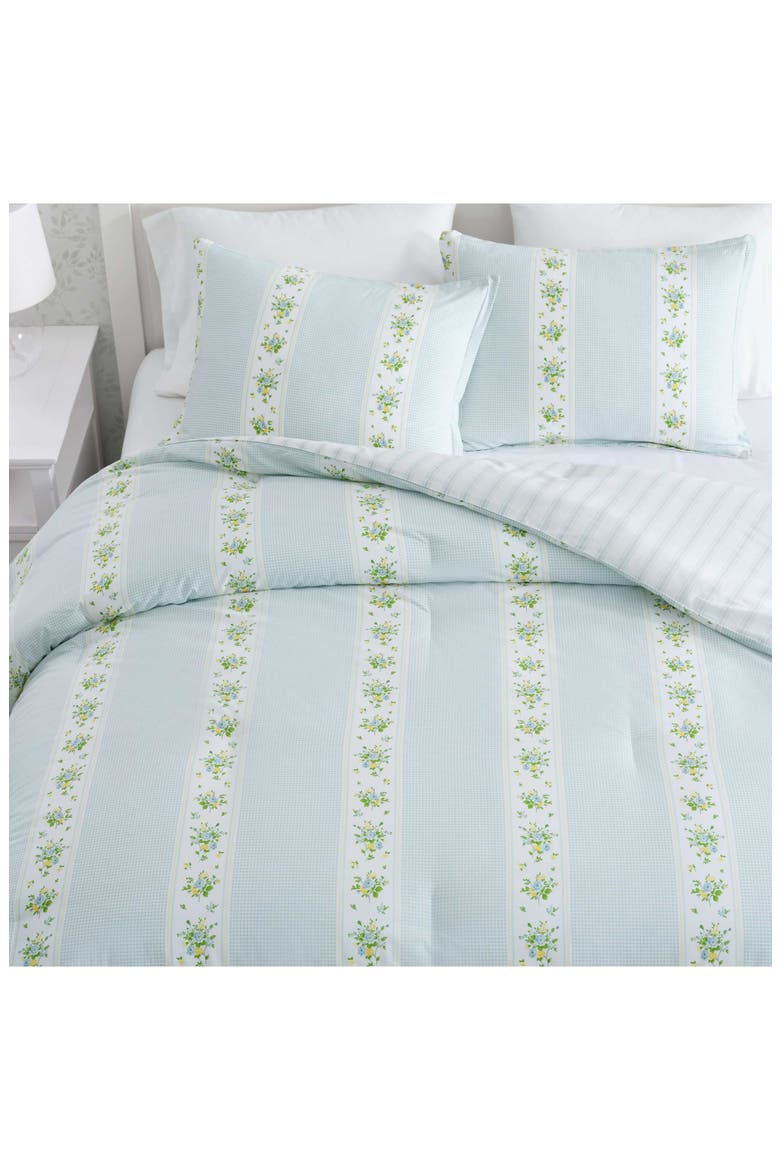Annabelle Stripe Cotton Comforter Set, Alternate, color, WHITE/ WINTER BLUE/ YELLOW