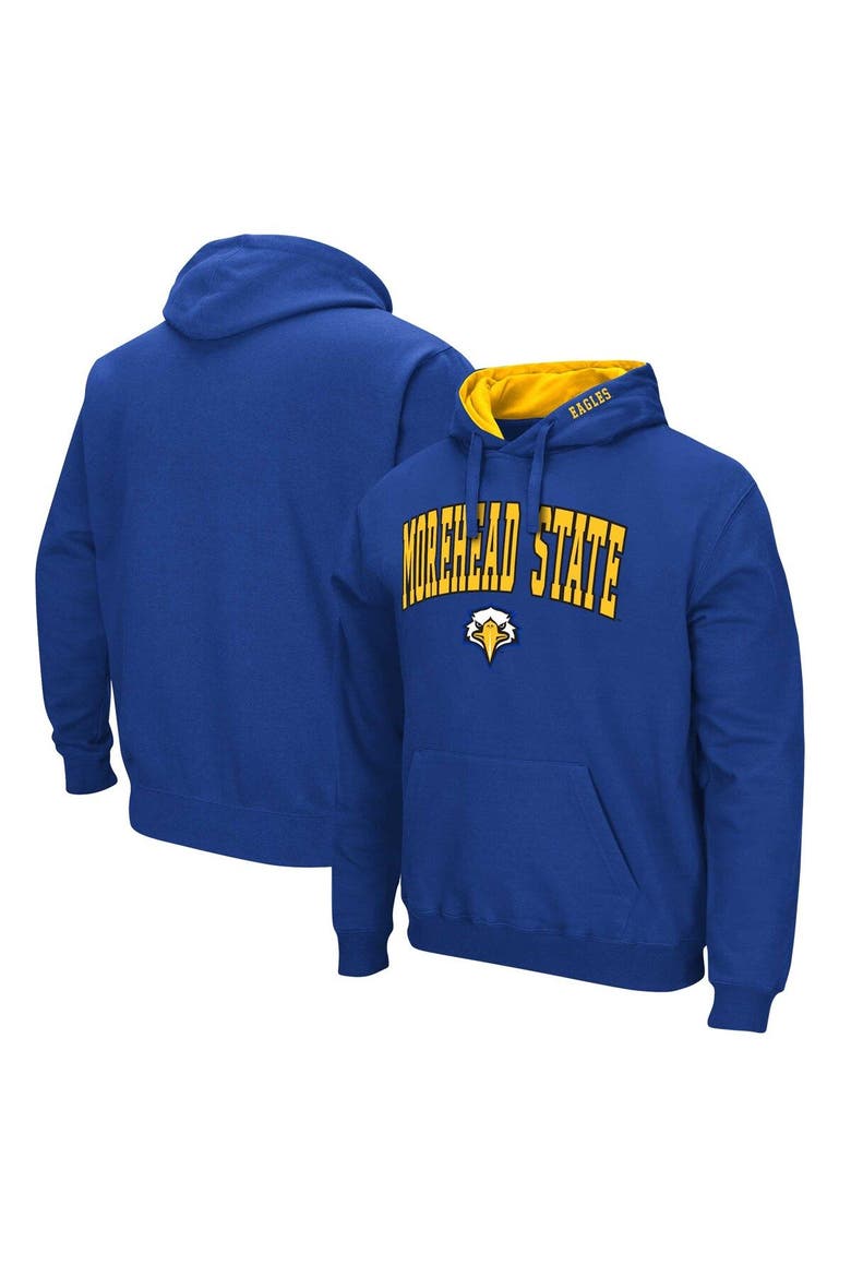 Men's Colosseum Blue Morehead State Eagles Arch & Logo 3.0 Pullover Hoodie, Main, color, Blue